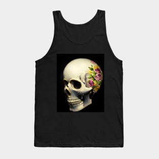 Black and White Rose Sugar Skull Tank Top